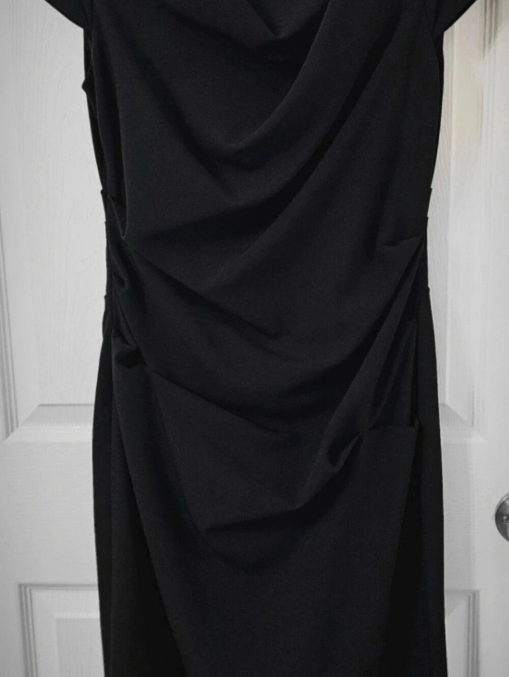 Adrianna Papell Black Draped Cowl Neck Dress